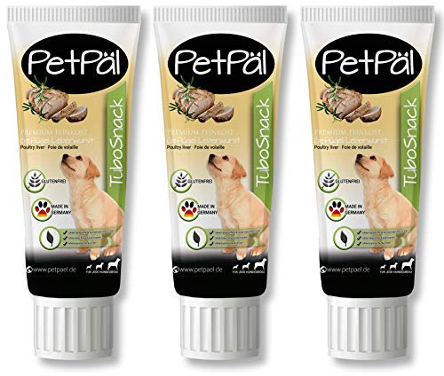 PetPäl Hunde Geflügel Leberwurst “TuboSnack“ - Ohne Getreide, Salz, Zucker - Premium Leckerli aus der Tube - Fettreduziert lecker, gesund - Ideal auch für Welpen - 3X 75g Hunde Snack Made in Germany