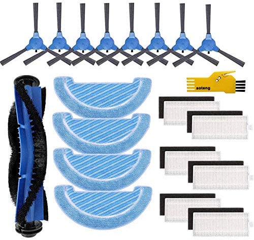 Ersatzteilzubehör für Cecotec Conga 1090 Roboter-Staubsauger Ersatzteilpackung mit 1 Hauptbürste & 6 Hepa-Filtern & 8 Seitenbürsten & 4 Mopptüchern