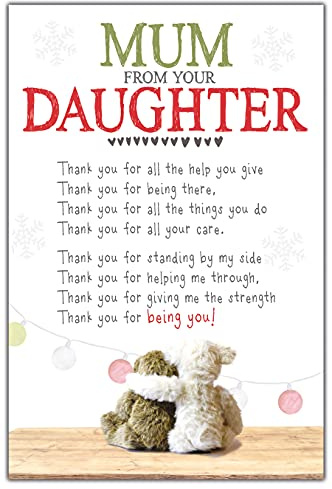 Emotional Rescue Weihnachtskarte mit Aufschrift Mum From Daughter, Gelb, Grau, Beige, Rot, Braun