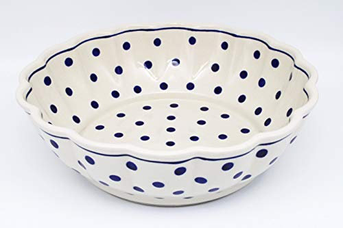 Ceramika Boleslawiec Handmade Classic Polish Pottery Wavy Bowl (24.3cm) Bonnie Pattern