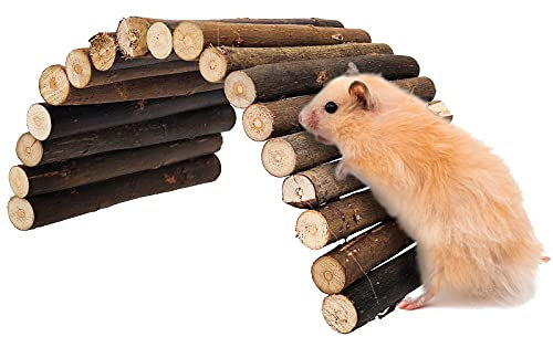 inheming Natural Living Brücke, Flexibel Nagerbrücke Meerschweinchen,Weidenbrücke,Hamster Spielzeug Leiter Brücke aus Holz,Nager Brücke, Keintiere für Hamster, Kaninchen - 23.5 x 12 cm