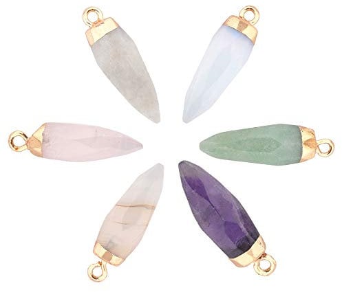 PandaHall 6 Stück Edelstein Quarz Kugel Anhänger, Quarz Facettierte Chakra Stein Kristall Halskette Anhänger Für DIY Schmuckherstellung Halskette Armband