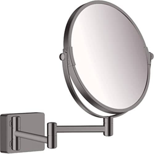 hansgrohe Kosmetikspiegel AddStoris, Rasierspiegel schwenkbar, Makeup Spiegel, Brushed Black Chrome