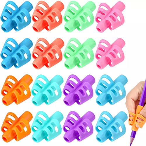 SANNIX 16 Stück Bleistiftgriffe für Kinder, Handschrift, Stifthalter, Bleistiftgreifer für Kleinkinder von 2-4 Jahren, Schreibwerkzeuge für Anfänger, Vorschüler - 8 Farben