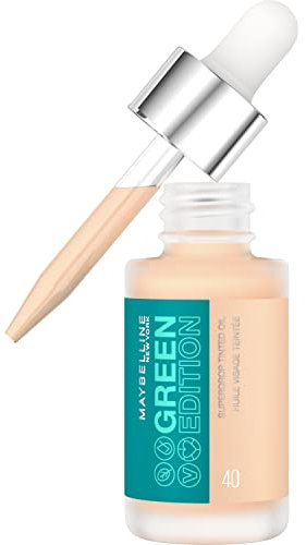 Maybelline New York Leichte Serum Foundation, Serum-Makeup für aufbaubare Deckkraft und ein natürliches Finish, Green Edition Superdrop Tinted Dry Oil Nr. 40, 1 Stück