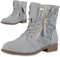 VAN HILL Damen Schnürstiefeletten Spitze Stiefeletten Zipper Worker Boot 610605 Hellgrau 41
