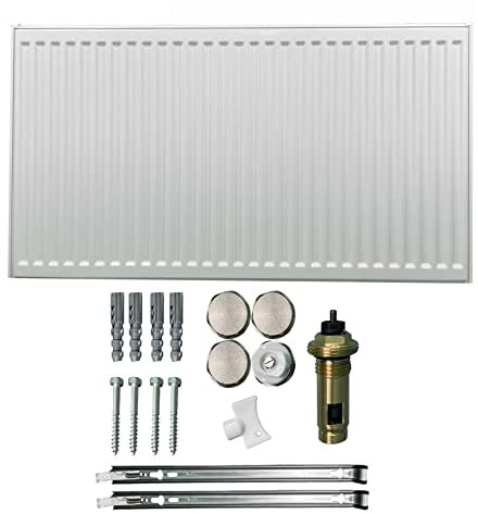 JeCo Heizkörper Typ 22 Compact Universalheizkörper Heizung 6 Muffen Anschluss unten (HxL: 900 x 1000 mm)