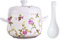 Cabilock Keramik Suppentopf Suppenschale Suppenterrine Suppentasse: Blumen Porzellan Terrine mit Löffel Deckel Topf Pudding Nudelsuppe Schüssel Müslischale Dessert Schälchen Baby Nahrung