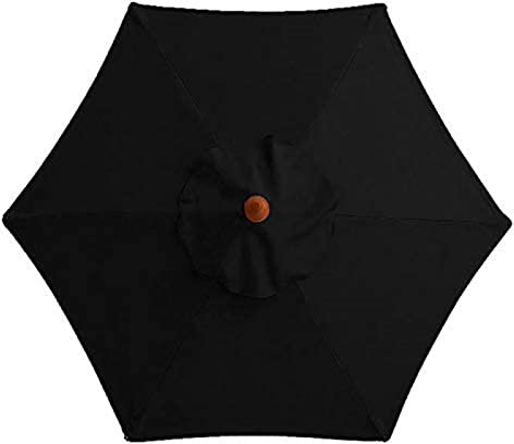 Housse De Rechange pour Parasol - 6 Baleines - 2 M/2,7 M/3 M - Imperméable - Anti-Ultraviolet - Tissu De Rechange (3M / 9.8Ft,Black)
