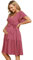 KOJOOIN Robe de maternité pour Femme Robe d'allaitement à col en V Robes de maternité décontractées à Volants,Rose (Manches Courtes),L