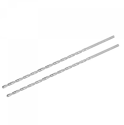 sourcing map HSS(High Speed Steel) Extra Long Twist Drill Bits, 4mm Drill Diameter 250mm Length for Hardened Metal Woodwork Plastic Aluminum Alloy 2 Pcs