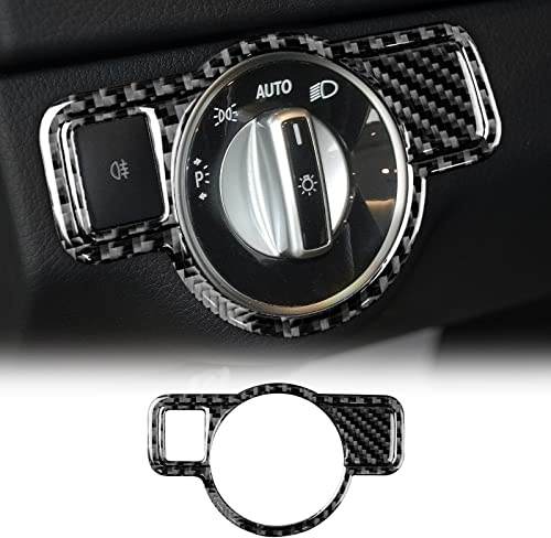 KUNGKIC Kohlefaser Auto Scheinwerferschalter Abdeckung Aufkleber Compatible with Mercedes Benz W204 W205 W213 W177 A B C E G Class CLA GLA GLE GLK GL Innenraum Zubehör-Stil A
