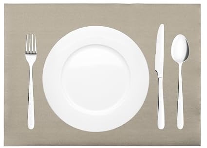 Sovie HORECA Tischset BEIGE Grey aus Linclass Airlaid, 40 x 30 cm, 100 Stück, Einweg Platzdeckchen für Gastro, Restaurant, Catering, Hotel und Veranstaltungen