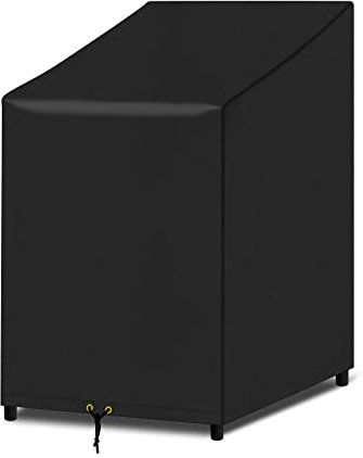 PATIO PLUS Garten Stapeln Stuhlabdeckung, wasserdichte Anti-UV 420D Oxford Stoff Liegen im Freien Stuhl Abdeckung 68x96x110/150cm (schwarz)
