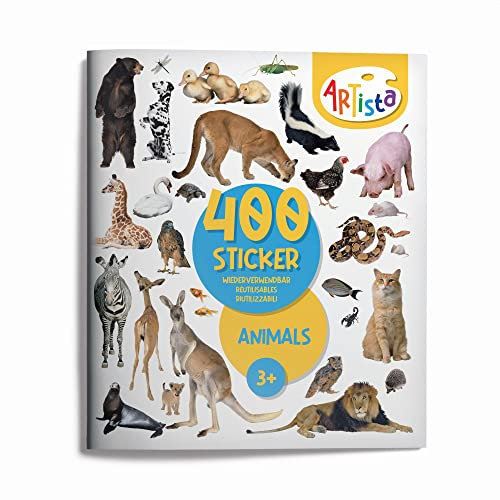 Artista 9315128 Stickerbuch Tiere, 400 naturgetreue Sticker, wiederverwendbar, für Erwachsene und Kinder ab 3 Jahren