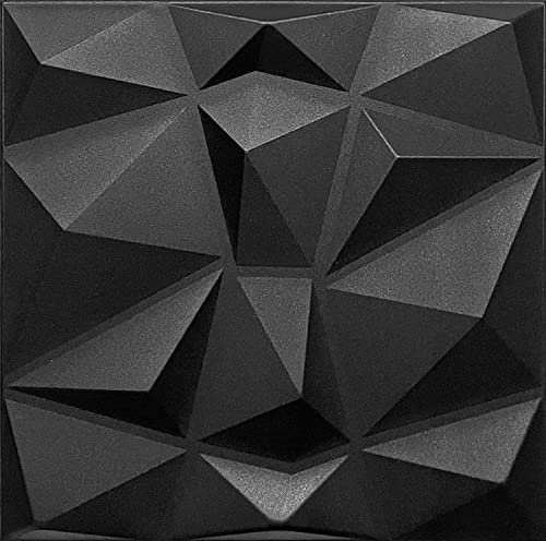 Eurodeco Pannelli decorativi da parete 3D, pannelli da soffitto, pannelli decorativi da parete, in polistirolo, articolo 3D/8 m², 32 pezzi, colore nero, spessore 3 mm