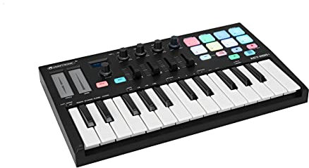 OMNITRONIC KEY-288+ MIDI-Controller | USB-MIDI-Controller mit OLED-Display, 25 Tasten, 8 Pads, je 4 Regler und Fader, für Musiker, Produzenten und DJs