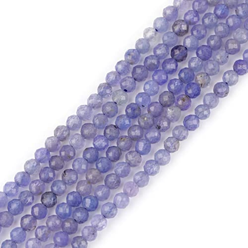 GEM-Inside AA, 3 mm, natürlicher blauer Tansanit-Edelstein, Quarz, facettiert, rund, winzig, kleine Abstandshalter, Perlen für Schmuckherstellung, Armband, Ohrringe, Charms, voller Strang, 38,1 cm