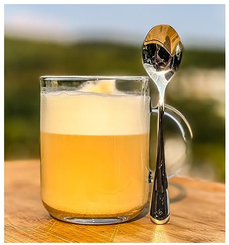 Topkapi 251.237-4-tlg Glasbecher-Set Berna │ ~330 ml │ Latte Macchiato Gläser │Teeglas, Teebecher │ Kaffeebecher│ Cappuccino Gläser │ Glasbecher mit Löffel für zwei Personen │ Sen & Ben Serie