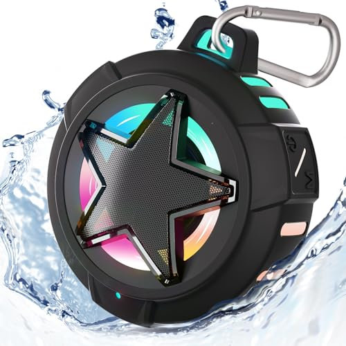 EBODA Bluetooth Shower Speaker, IP67 Waterproof Portable Speakers, Floating, TF Card, Small Outdoor Speaker with LED Light, True Wireless Stereo for Bike, Beach, Paddle Board, Kayak, Gifts