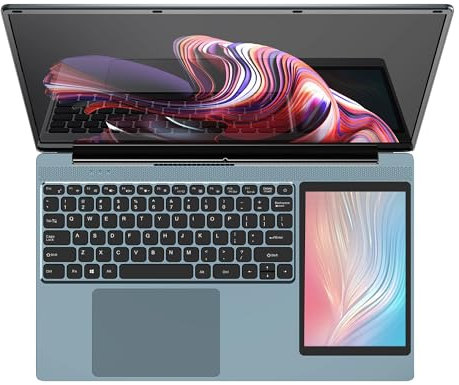 KingnovyPC Dual Screen Laptop 15.6 Inch IPS + 7'' Touchscreen Intel Celeron N5095 Quad-Core up to 2.9Ghz 16GB RAM 512GB SSD Notebook Windows 11 2 USB3.0 Type-C Mini HDMI 2.4/5G WiFi Bluetooth 4.2