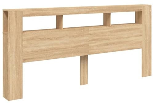 vidaXL Tête de Lit à LED, Panneau avec Rangement, Accessoire de Lit, Tête de Cadre de Lit Chambre, Chêne Sonoma 220x18,5x103,5cm Bois Ingénierie