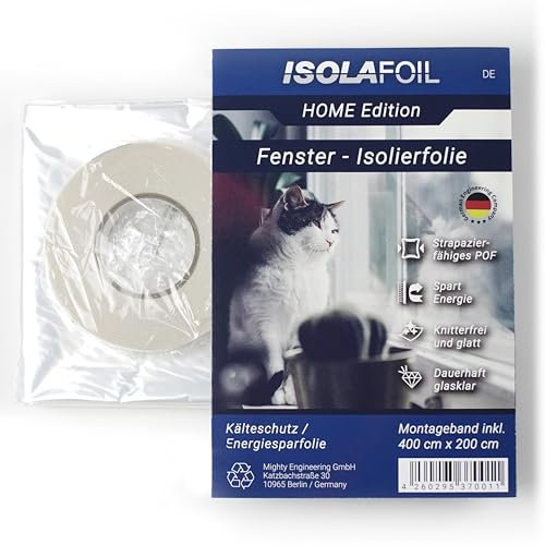 ISOLAFOIL Home Edition Fenster-Isolierfolie 2x4m - Transparente Thermofolie, Wärmedämmung, Kälteschutz, kein Beschlagen