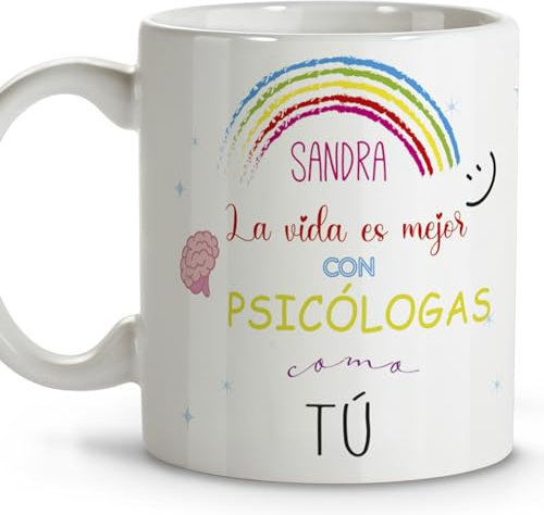 LolaPix Regalos para psicologa. Tazas personalizadas con nombre. Tazas originales para regalar. Regalos psicologos. Taza cerámica 330 ml.