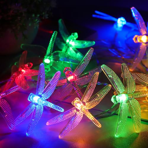 RECUTMS Dragonfly Fairy String Lights, 10ft 20LEDs Battery Operated Hanging Light for Indoor Outdoor Home Garden Bedroom Fence Camping Patio Summer Birthday Party Wedding Valentine's Day(Colourful)