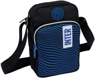 Seven Umhängetasche für Herren – F.C. Inter Fußball – Öffnung mit Reißverschluss – Gürteltasche für Jungen – Interistenfan – Gadget Fußball Serie A, Schwarz und Blau., Taglia Unica, rucksack