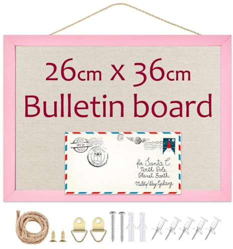 Okydoky 36 x 26cm hölzerner Rahmen Leinen Nagelbrett, Memo Board, DIY dekorative Nagelbrett, Küche, Büro, Schule und Haus Wäsche Nagelbrett (PK-2636).DE