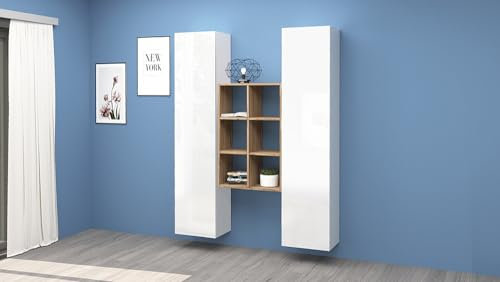 Arredocasagmb.it Parete Attrezzata Sospesa Mobile Soggiorno Tv Moderno Base Legno MATRIOSKA 22, libreria, mobile ingresso (Antracite Opaco)