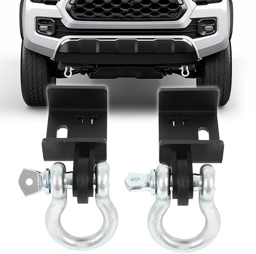KUAFU Front Demon Tow Hook Bracket with 3/4 Shackles D Rings Compatible with 2009-2023 Toyota Tacoma Mounting Brackets Powder Coated