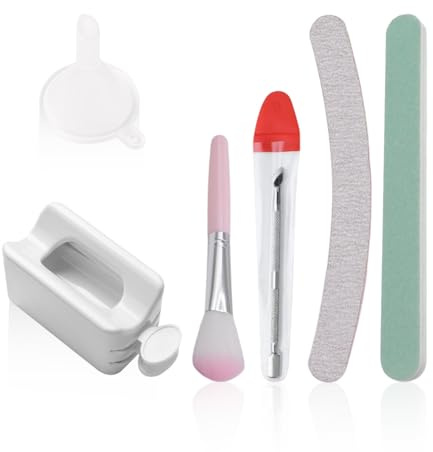 6 Piece Dip Powder Nail Kit, Dip Powder Tray System, Nail Brush, Nail File, Cuticle Pusher, Manicure Cleaner, Manicure Tools, Diy Manicure Accessories