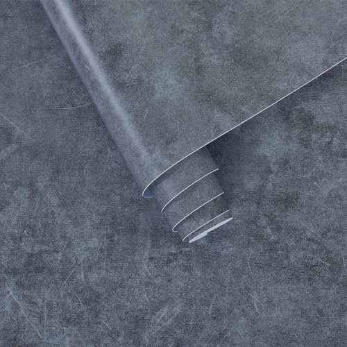 JSEVEM 40CM×9M Dicker Hellblau Grau Tapete Selbstklebend Betonoptik Klebefolie Hellgrau Klebetapete Selbstklebende Beton Wandpapier Graue Betontapete Vinyl Tapete Folie für Möbel Wandfolie Wohnzimmer