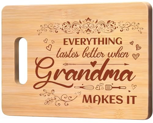 Luvart Tagliere in bambù con incisione, regalo per nonna, festa della mamma, regalo di Natale per nonna, regalo da cucina per nonna, nonna, nonna, nipoti