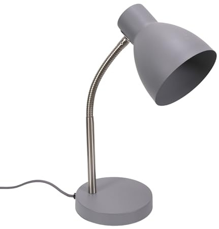 ValueLights | Grey Adjustable Flexi Neck Desk Lamp Reading Light | Home Décor, Bedside & Desk Lamp | Includes Bulb