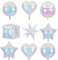 Fangoo 9pcs Globos Metálicos Globo de papel de aluminio redondo forma de corazón forma de estrella 4D Globos Iridiscente para Bodas Cumpleaños y Fiestas Disco