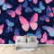 Papillon Bleu Rose Papier Peint Effet 3D Bleu 200x140 cm Photo Peintures Murales Salon Tv Canapé Thème Hôtel De Luxe Couloir Fond Mur Peinture Décor À La Maison