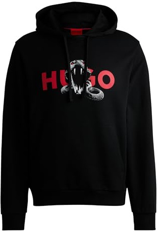 Hugo Hoodie Dueleyo aus Baumwoll-Terry mit Grafik-Prints von Tieren schwarz 001
