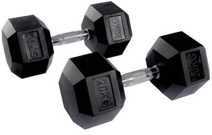 Equipped Gym - Weights Hex Dummbells Pairs. 20kg Cast Iron Gym Weights. Gym Equipment For Home And Commercial Use For Both Men And Women.Anti-Rolling Dumbbells for Weight Training
