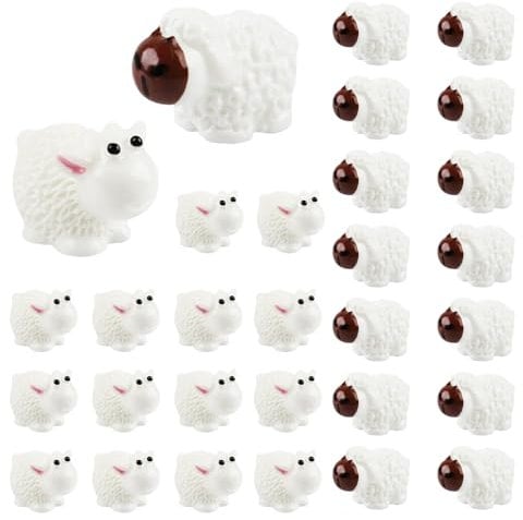 30 Stück Mini Schaf Miniatur Schaf Figuren Niedliches Harz Schaf Statue für Landschaft Puppenhaus DIY-Handwerk Kuchen Heim Garten Dekoration
