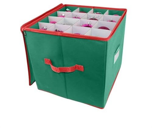 Aufbewahrungsbox für Christbaumkugeln -64 Fächer- Faltbar Weihnachtstasche für Weihnachtskugeln Aufbewahrung, Mit Griffe Verstellbare Reißverschluss Sortierbox Kiste für Weihnachtsschmuck, 003 Grün
