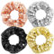 BOOMTOP 4 Glitzer Haargummis Haar Scrunchies Silvester Weihnachten Metallic Haarschmuck Elastische Haarbänder Pferdeschwanz Haargummi für Karneval Mottoparty Geburtstag Gold Silber Schwarz Rosegold