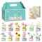 Mini Blumen Sukkulenten Bausteine Set, 12 Sukkulenten Blumenbonsai Bauspielzeugset, Pflanzen Klemmbausteine Blumen mit Verpackungsboxen für Home Deko, Kreatives Bauprojekt für Erwachsene Kinder 6+