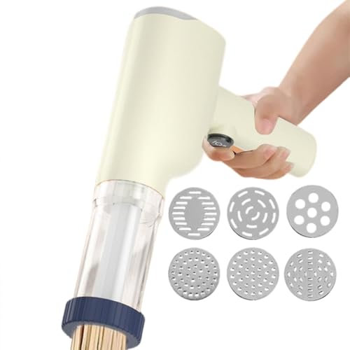 Idiyappam Maker Indian, Electric Idiyappam Maker, Electric Pasta Maker, Noodle Maker Machine with 6 Pasta Discs Portable Automatic Noodle Maker with Measuring Cup