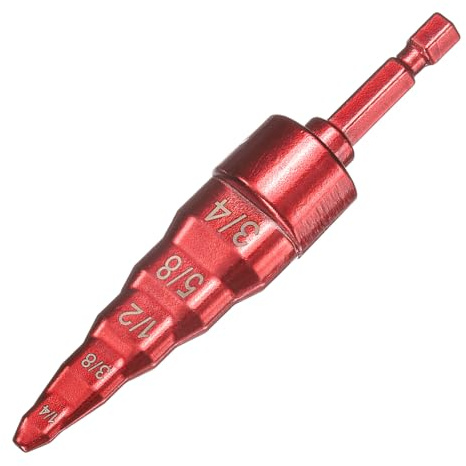 QUARKZMAN 1/4 3/8 1/2 5/8 3/4 5 in 1 Swage Tube Expander Bit Red | HVAC Repairing Tool Copper Pipe Flaring Tool, with 1/4 Hex Shank, for Air Conditioner HVAC Repair
