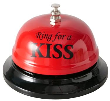 Ring for a Kiss - Campana de mesa (8,5 cm de diámetro), color rojo y negro