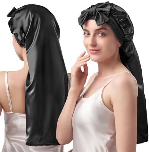 Umisleep Bonnet de Nuit 22 Momme 100% Soie de mûrier - Double Face - Doux - pour Cheveux volumineux - Respirant - Large Bande réglable