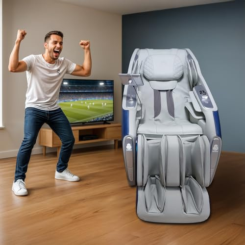 GLOBAL RELAX REAL Madrid | Advance 3D-Massagesessel offizielles Real Madrid | Schwerelosigkeit | Pressotherapie | Körperscannen mit KI | Bluetooth, Sprachsteuerung